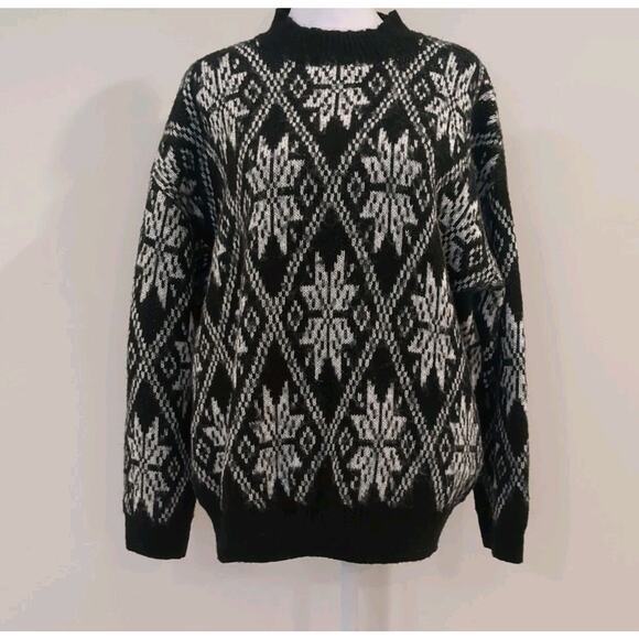 Asos Design Cozy Women's 4 Small Black White Oversized Chunky Crewneck Sweater - Picture 1 of 9